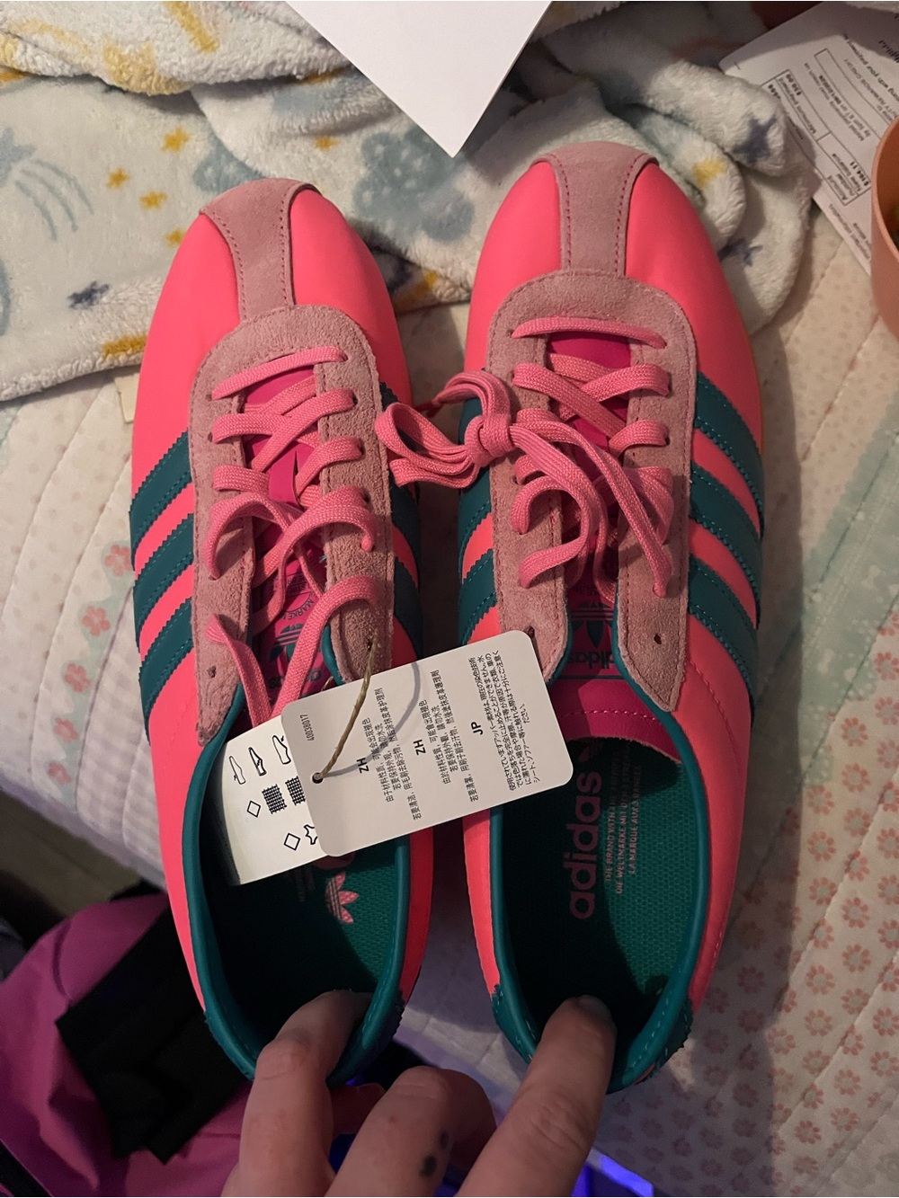 adidas Women's Pink and Teal Retro-Inspired Sneakers